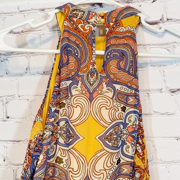 As U Wish yellow floral maxi length dress Sz Small - Picture 5 of 9